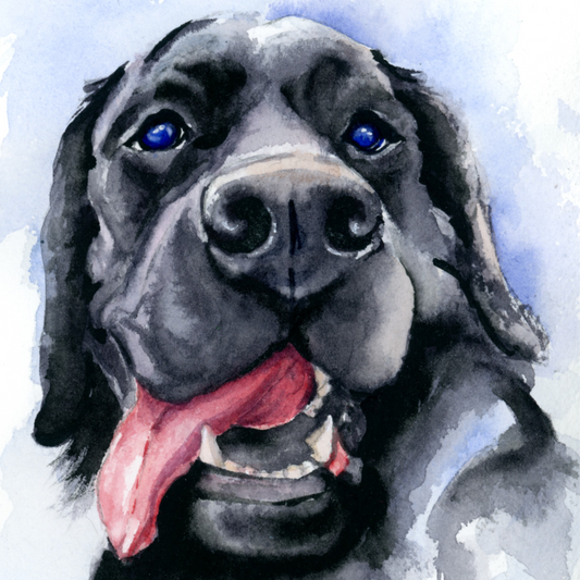 Colorful custom watercolor portrait of a black lab – unique gift for animal lovers and pet parents