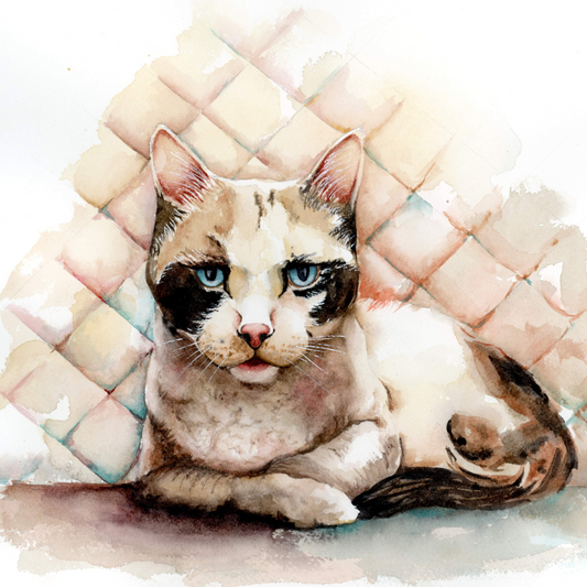 Colorful custom watercolor portrait of a cat – unique gift for animal lovers and pet parents